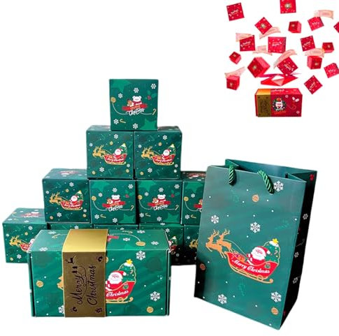 Herfair Explosionsbox Weihnachten Überraschungsbox Geschenkbox Weihnachten Pop Up Karte DIY Bargeld Hüpfboxen Lustiges Basteln Geschenk (Grün,8)