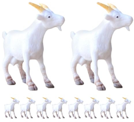 Ciieeo 10 Pièces Modèles d'animaux De Ferme Figurines De Petits Animaux Jardins Décors De Chèvre Petit Mouton Décoratif Modèle De Chèvre Figurines De Mouton Mini Décor De Décors