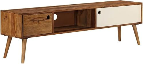 CCKUHN TV-Schrank, Wohnzimmer-TV-Schrank, Medienkonsole, Holz-TV-Schrank, massiv, 140 x 30 x 40 cm, Sheesham-Massivholz, geeignet für Schlafzimmer, Wohnzimmer, Eingang
