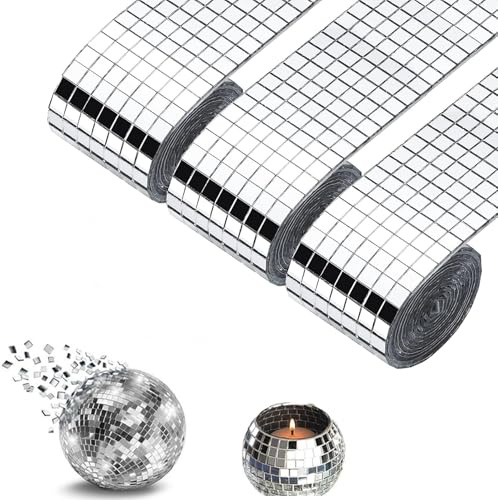 Self-Adhesive Mosaic Tiles,4800 Stück 5 x 5 mm Selbstklebende Mini Spiegel Mosaik Spiegelfliesen Aufkleber Glas for DIY Crafts, Interior Decorations, Card Making and Scrapbooking