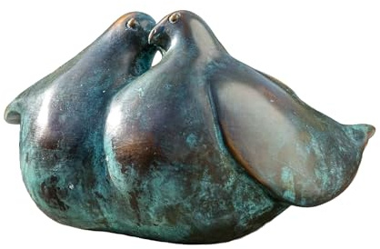 Generisch Bronze-Skulptur Zwei Tauben | eng umschlungen | 18x18x11cm | Tierfigur aus Bronze | handgefertigt