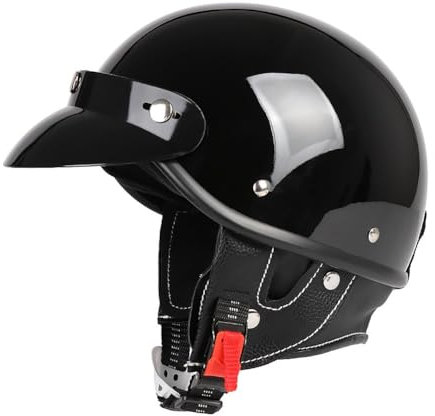Uueybsg Retro Motorrad Halbhelme Deutsche Jethelm, Halbschalenhelm mit ECE, Vintage Motorradhelm, Cruiser Chopper Roller Scooter-Helm, Braincap Moped Mofa Helm für Erwachsene Herren Damen