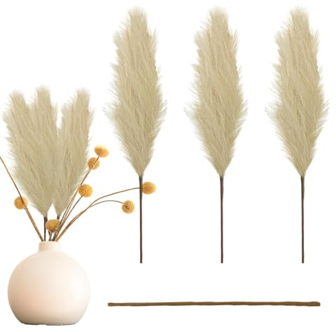 Decoración bohemia de las pampas, hierba seca de las pampas, césped natural, ramo de hierba artificial de junco, flores secas, 110 cm, ramo de hierba seca, decoración rústica para el hogar de casa de