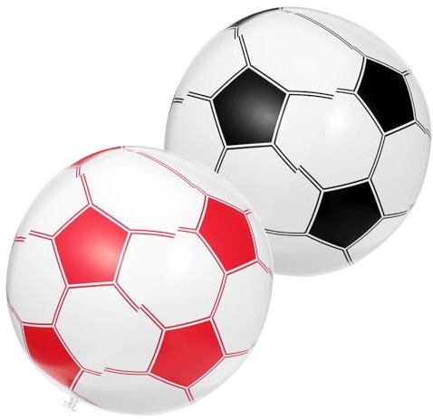 Prasacco 2 Pcs Inflatable Ball Inflatable Football Beach Balls 11 Inch Pool Balls Blow Up Plastic Football for Summer Beach Pool Sports Game Party Supplies (Black + Red)