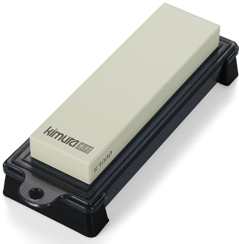 Kimura Pro Japanese Whetstone, Professional Kitchen 1000/3000 Grit Knife & Tool Sharpener, Anti-Slip Sharpening Stone