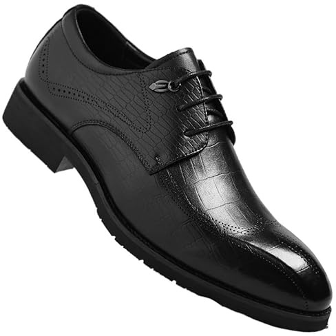 DHFIRUFSHLO Modern Men's Semi-Brogue Oxford Shoes Corporate Events Textured Leather Upper with Non-Marking Sole(Black,8.5)