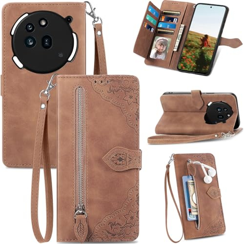 Ysnzaq Portefeuille Coque pour Nothing Phone 3a Pro SZY Marron | Cuir PU Rabat Housse avec Porte Carte, Dragonne de Téléphone, Support, Integral Étui pour Nothing Phone (3a) Pro