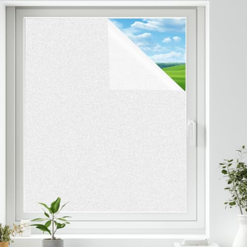 shinfly Opaca Pellicola per Vetri Finestre Privacy, Pellicola Adesiva per Vetri Elettrostatica 60x200cm, Protettiva anti-UV, Window Film Adatto per Ufficio Bagno Camera da Letto Soggiorno Cucina
