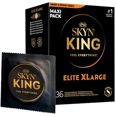 SKYN King Elite X-Large Kondome (36 Stück) latexfrei, ultradünn und weich | Skynfeel, für Männer, extragroße Größe, glatte gerade Form, 56 mm breit