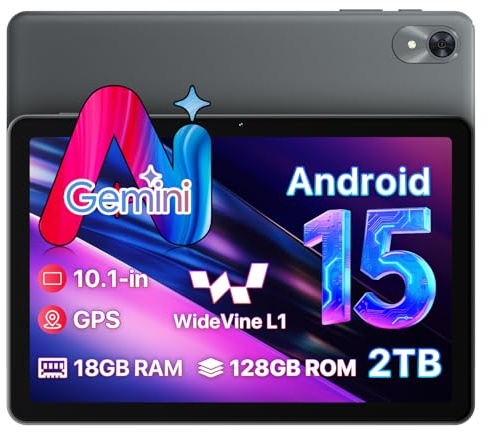 OYEFIT Tablet 10 Pollici Android 15 Tablet con Gemini AI, 18GB+128GB (2TB TF) Tablets, Processore 2.0 GHz, 5G/WiFi 6, Schermo HD IPS Schermo 1280x800, Radio FM/GPS/Bluetooth, Kids Space e YT Kids