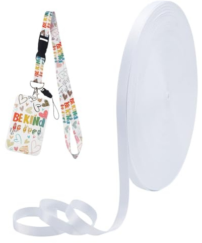 FINGERINSPIRE 100 m Weißes Gurtband 15mm Breit Wärmeübertragungs Polyesterband Bedruckbares Gurtband Leeres Schlüsselband Bedruckbares Schlüsselanhängerband Für Benutzerdefinierte Druck ID Abzeichen