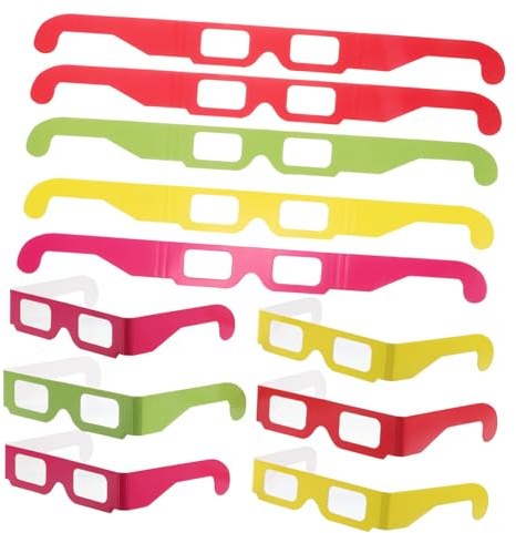 FUNNETOYU 20piezas Gafas De Efecto Arcoíris para Festivales Conciertos y Luces Navideñas Gafas De Plegables para Fiestas Rave