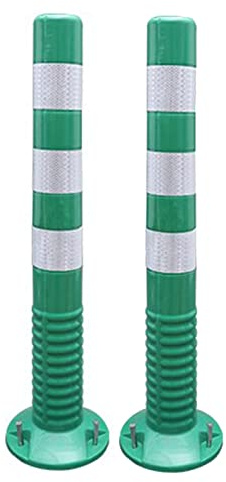 Lot de 2 cônes de signalisation pour allée, Flexibles et sensibles à la Circulation, avec Bandes réfléchissantes et vis (Vert et Blanc).