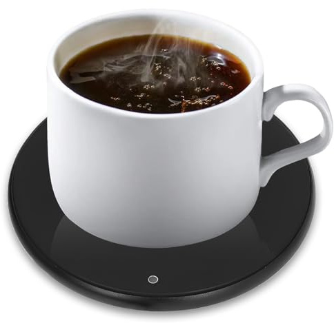 YOFDAL Scaldatazze Elettrico USB Touch 3 Livelli Temperatura 102mm 7mm Pannello Vetro Temperato Base Riscaldante Per Caffè Tè Latte Candela Tazza Ufficio Casa Spegnimento Automatico