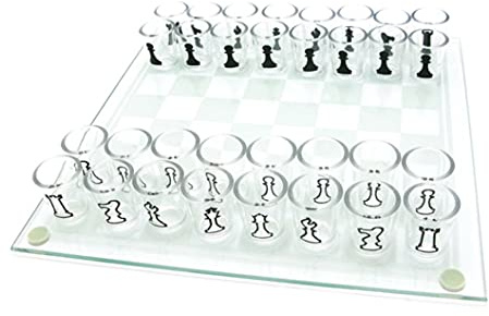 Schachspiel aus Glas mit 32 Schnapsgläsern aus Acryl, kombiniertes Schach- und Trinkspiel für Erwachsene, Party-Unterhaltungsset mit Aufbewahrungsbox, perfekt für Spieleabende