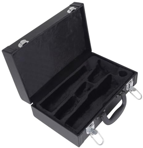 ELAYARD Estuche de Transporte para Clarinete de Cuero Negro Absorción Acolchada y Resistencia a Impactos, Caja Portátil Cuatro Clavos Inferiores para Protección y Almacenamiento