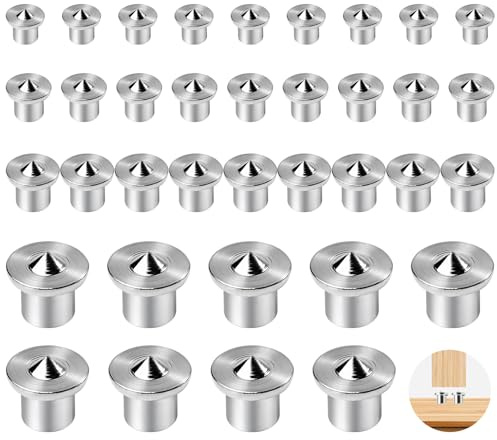 36 Stück Kohlenstoffstahl Rostschutz Dübelhilfe Holzdübel Set 6/8/10/12 mm | Round Zentrierspitze Dübelhilfe Stahl, Markierspitzen Holz Bit Werkzeug Präzise Zentrierspitzen für Holzverarbeitung