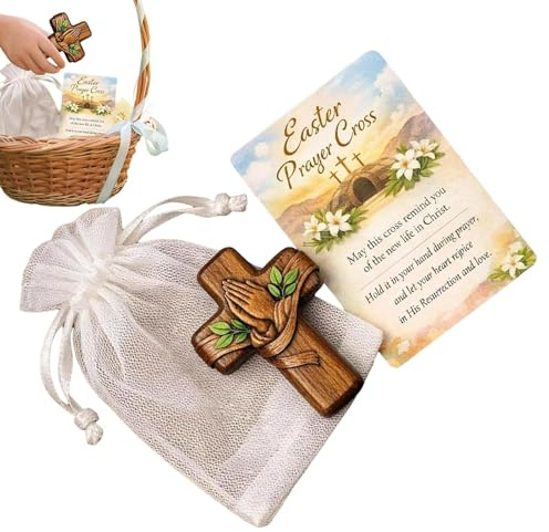 Holding Cross,Wooden Christian Crucifix | Pocket Cross with Card and Bag,for Personal Meditation Prayer Corner Religious Ceremony Home Church Daily Devotion Women Men