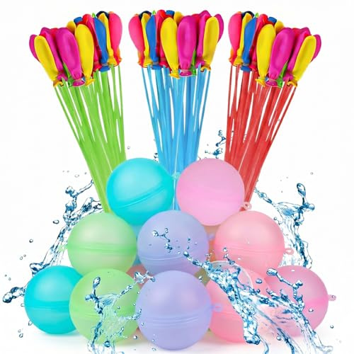 Wasserbomben Selbstschließend,6 Stück Silikon Wiederverwendbare Wasserbomben für Kinder & Erwachsene, Wasserballoons Schnellfüller Outdoor Wasserspielzeug für Pool, Strand & Sommerparty