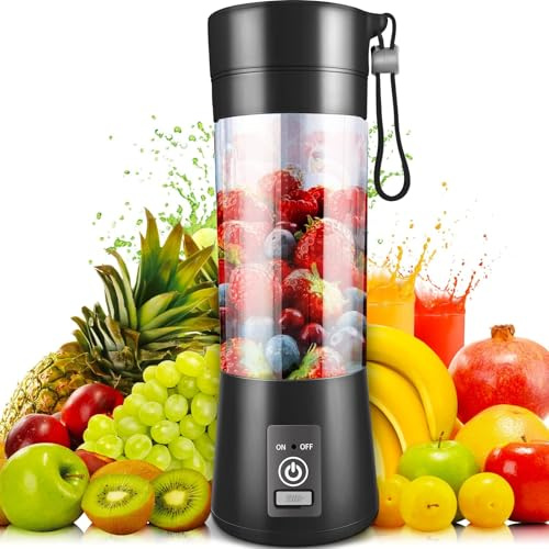 Portable Blender, Personal Blender USB Rechargeable, for Shakes and Smoothies, Strong Cutting Power with 6 Blades