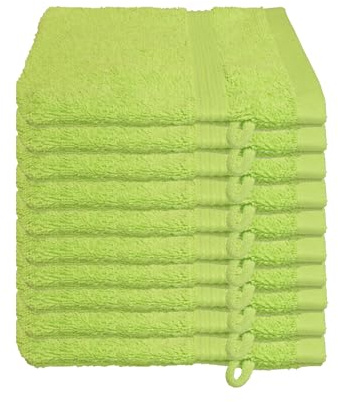 Julie Julsen 10er Pack Waschlappen 29 Farben erhältlich weich und saugstark 500gsm Öko Tex Apfelgrün 15 x 21 cm B-Ware