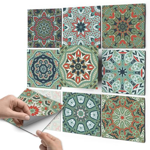 CREATISTO Fliesenaufkleber Fliesenfolie Mosaikfliesen - Aufkleber Folie für Fliesen I Klebefliesen Deko Folie für Fliesen in Küche u. Bad/Badezimmer (10x10 cm I 18 -Teilig)