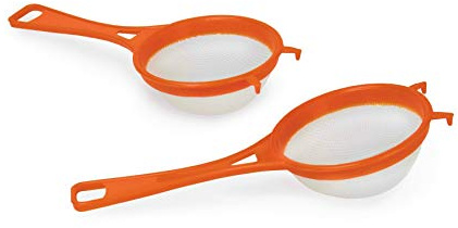 Tredoni 2pcs 7cm Nylon Mesh Strainer Sieve - Plastic Flour Sifter, Cinnamon/Sugar Powder Spreader
