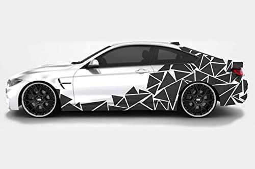 GRAFIC Autocollants latéraux de Voiture, Triangles Set Complet de Camouflage pour Voiture Autocollant de Voiture Autocollant de Course côté décoration Sport (Noir)