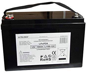 ULTRAMAX LI100-12C, 12V 100Ah LITHIUM LFP LI-PO DEEP CYCLE APPLICATION BATTERY