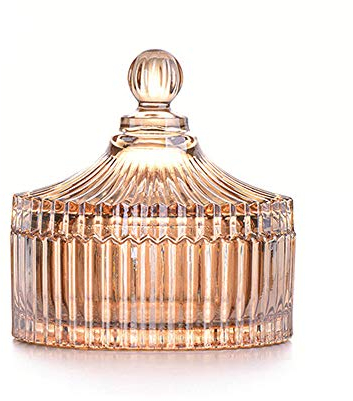 CHOOLD - Tarro de caramelo de cristal con tapa, cristal transparente con tapa, tarro de boticario de cristal transparente para boda, dulces, tarro de buffet (10 oz/24 onzas) (ámbar-S)