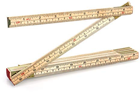 QWORK® Folding Wood Rule, 6 FT 6 Inch Foldable Ruler with Inch and Metric Measurements for Carpenters