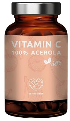 BSF Nutrition Vitamin C 100% Acerola im GLAS - vegan - pflanzliches Vitamin C - hochdosiert mit 211,5 mg Vitamin C - 60 Kapseln …