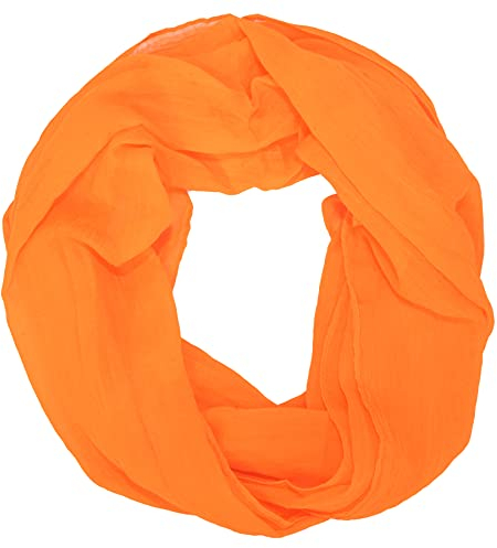 Lolus Damen Loop Rundschal Hals-Tuch in verschiedenen Farben und Blumen Muster Accessoires Schal (U5 orange)