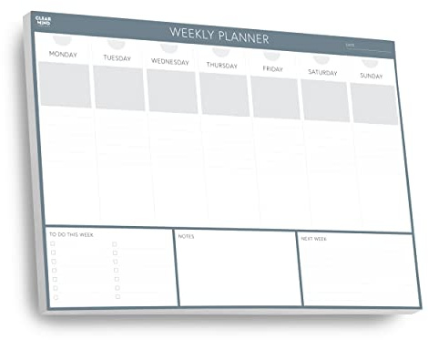 Weekly Planner Desk Pad by Clear Mind Concepts® - 52 Undated A4 Tear-Off Sheets - 120gsm Quality Paper - Boost Your Productivity & Organisation