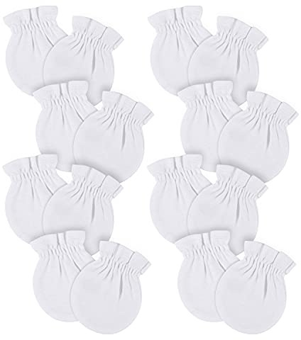 Gerber Baby Girls 8-pack And No Scratch Mittens, White, 0-3 Months 8-pack US