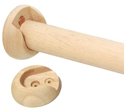 GQQGSHOP 1 PCS Wooden Round Wardrobe Closet Rod for Hanging Clothes Premium Closet Pole Wardrobe Cross- bar Clothes Hanging Rods Natural Wood Wardrobe Closet Rod with End Supports