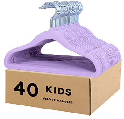 haweeli Grucce Appendiabiti in velluto per bambini, Lunga 29,5 cm, Set di 40