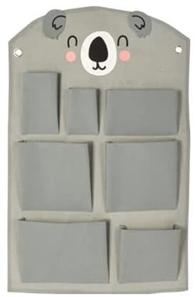 ZauberDeko Wanddeko für Kinder Koala Grau mit Taschen Deko Kinderzimmer Hängeorganizer