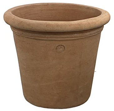 Hirsch Terracotta Vaso ohne Dekoration Ø 50 cm Terra di Impruneta Stabiler Blumentopf Übertopf mit sicherer Standfläche