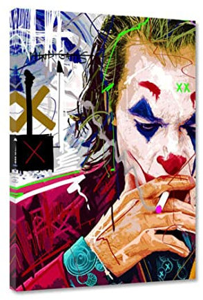 Hustling Sharks® Leinwandbild als Wandbild Joker - Leinwand im Hochformat, Pop-Art-Bild, Leinwand Pop-Art, bunte Bilder, Wohnzimmer Bild, Kunstdruck, Buntes Bild, Kunst (60x90cm)