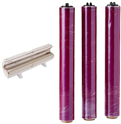 Wrapmaster 7586 1000 Catering Folienspender, weiß, 363x 68x 90mm & 1000 Frischhaltefolie-Nachfüllpackung, 300 mm x 100 m, 3 Stück