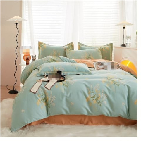 JQQJZLC Juego de sábanas de la Bola de Cama Set de Cama de 4 Piezas Capacitación de impresión de algodón de algodón Conjunto de colchas de Ropa de Cama Suave para la Piel