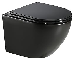 Inodoro BTW Génova Suspendido Negro Mate | 10 Años de Garantía | Medidas 370 x 490 x 360 mm