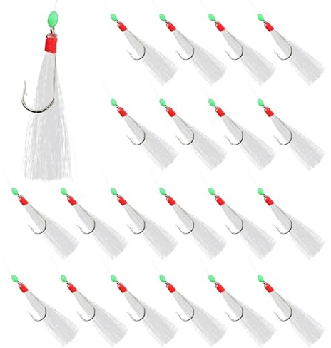 Paquete de 6 aparejos luminosos de plumas de caballa con ganchos de cebo, caballa, abadejo, bacalao, arenque, señuelos de pesca de lubina, accesorios de aparejos de cebo