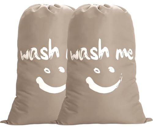IHOMAGIC 2Pack Wäschesack Reise Schmutzwäsche 125L Wäschesammler Wäschetasche Wäschebeutel Groß Faltbarer Wäschekorb Aufbewahrungstasche Wäschebehälter Für Kleidung Steppdecken Kissen 66x96cm, Khaki