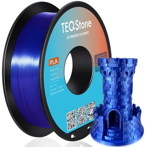 TEQStone Silk PLA Filament 1.75mm Blau 1KG, Maßhaltigkeit +/-0.02mm Spule Sauber Gewickelt 3D Drucker Filament Vakuumverpackung