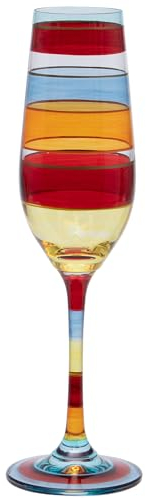 Maturi Flûte à champagne rayée peinte à la main, 220 ml, coffret cadeau