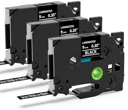 MarkField TZe-325 9mm Schriftband Kompatibel mit Brother P-touch TZ Bänder | Weiß auf Schwarz Band TZ TZe-325 0.35 9mm x 8m, für Ptouch PT-H110 H107B H105 H200 P300BT Cube 1000 1090 D200 E110, 3 Pack