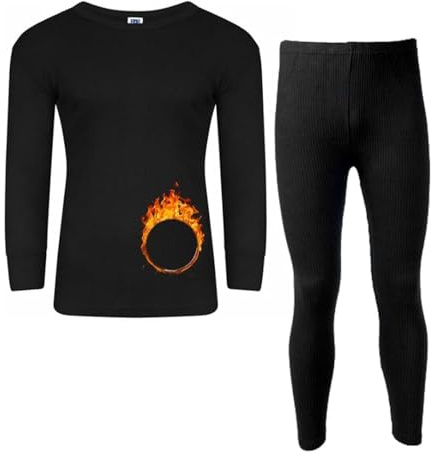 VEARZ® Men Thermals Underwear Long Johns Trouser Winter Baselayer Bottoms Warm Vest T-Shirt Top Full Set Body Warmer For Mens Plus Size S-2XL Black-Long Sleeve-S