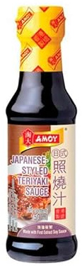 Salsa Teriyaki Japonesa 150 ml en botella de vidrio, soja de primera extracción para marinar y glasear pollo, salmón, tofu, wok y noodles
